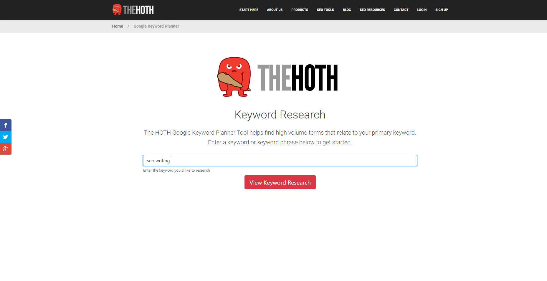 Hoth keyword research tool